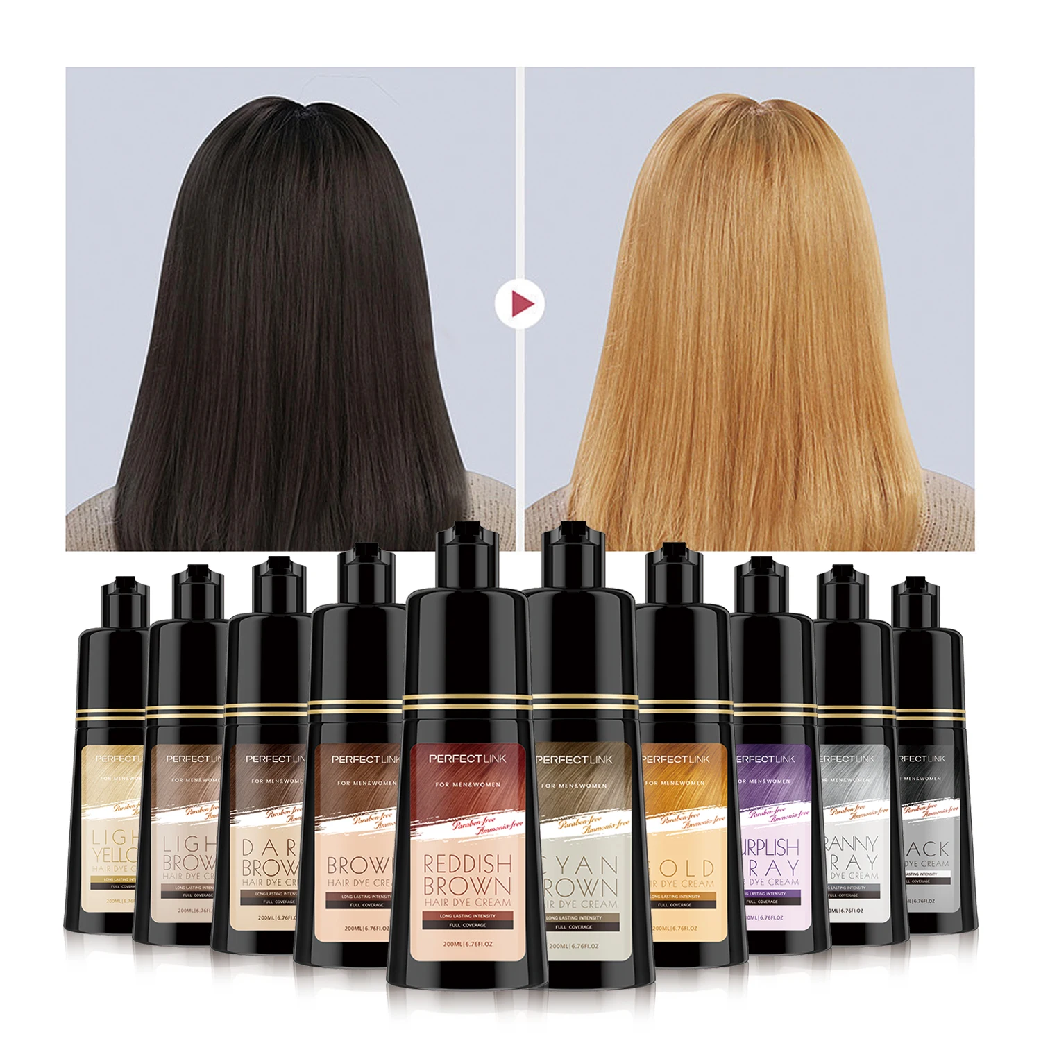 Wholesale Natural Organic Herbal Instant Hair Coloring Shampoo Bulk 2 In 1 Brown Black Hair Dye Shampoo for Women Men