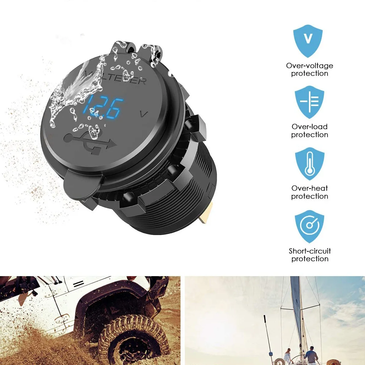 Highly Cost Effective 5V 2.1A Dual USB Charger Socket New Design Style Car 12V Charger Bus for Motorcycle & Boat Phone Charger