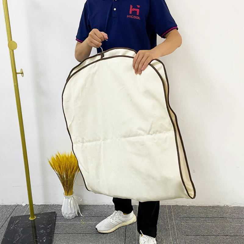 Wholesale Cheap Eco Friendly Reusable Customized 100% Organic Natural Cotton Canvas Muslin White Suit Garment Bag Cover