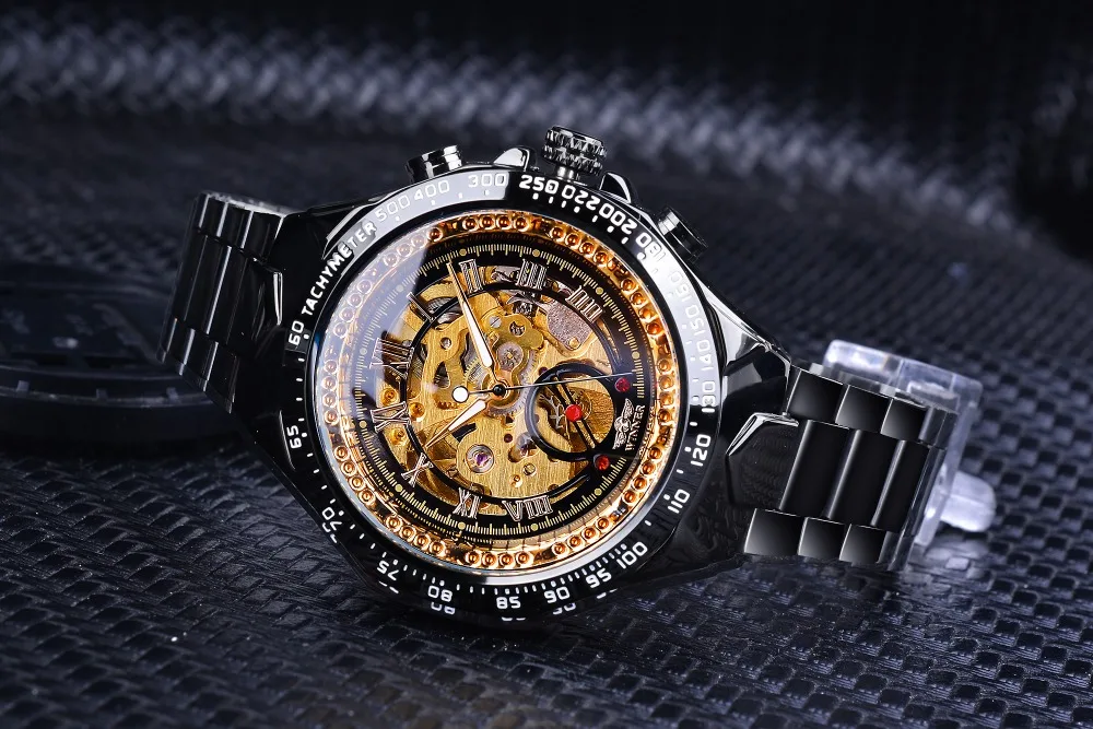
2020 Winner Hot Selling Luxury Skeleton Gold Automatic Movement Watch 