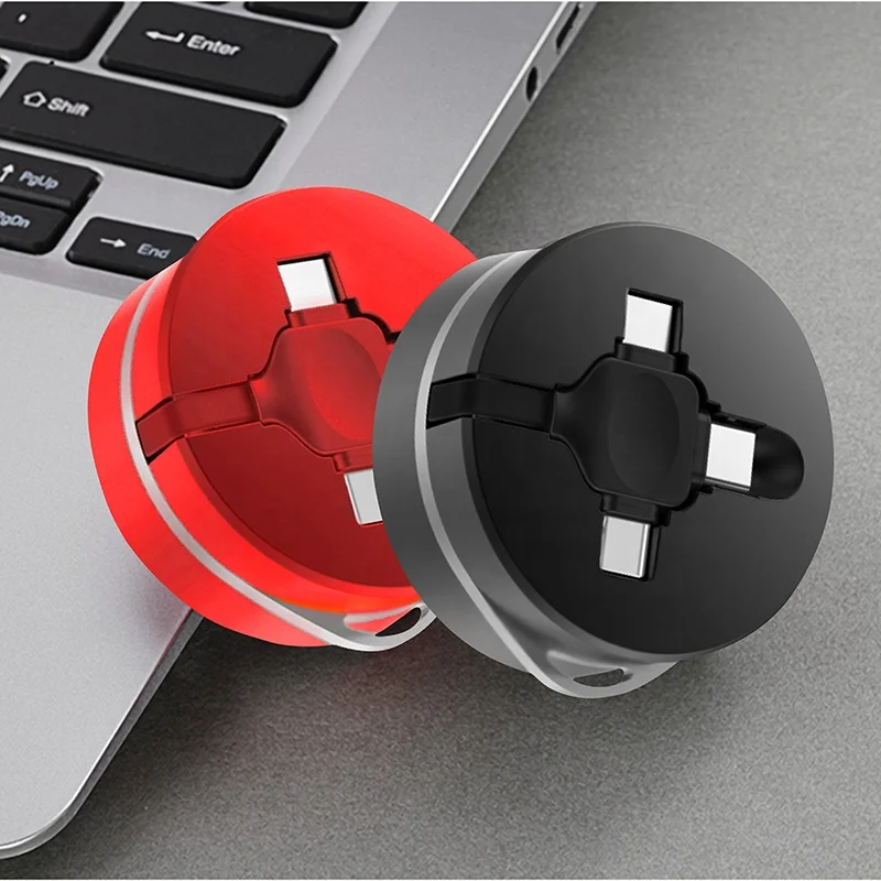 
Huien 3 in 1 two side pull retractable usb multi charging cable for iphone for android for type C 