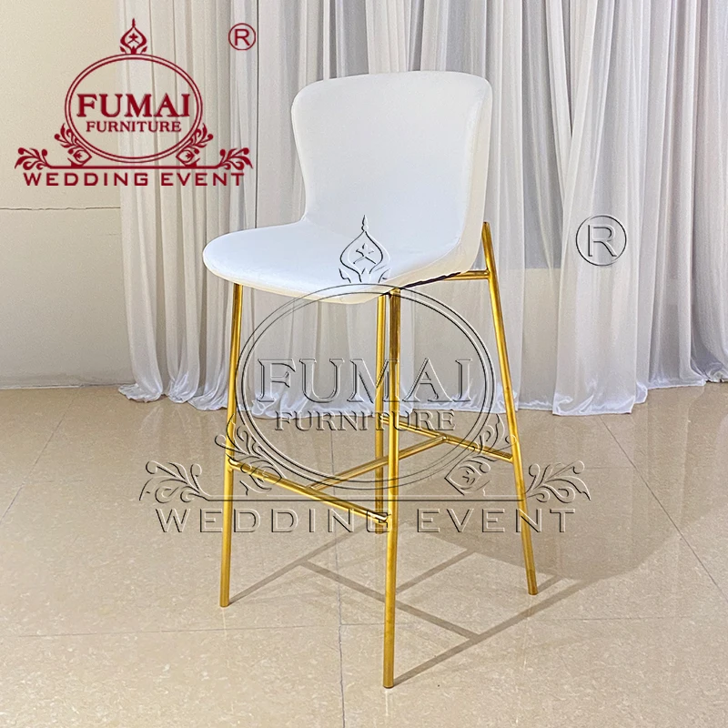 Nordic Counter Height Leather Gold Luxury High Chair Bar Stools For Kitchen
