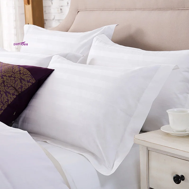 cheap price 3cm stripe white hotel bed linen bedding set bed sheet duvet cover set