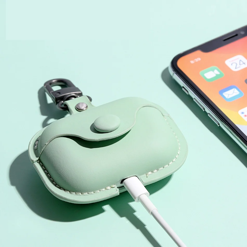 Laudtec PU Pendant Earphone Bag For Airpods Pro 3 Flip Cover Earphone Leather Case For AirPods 2 Air pods Cases With Keychain