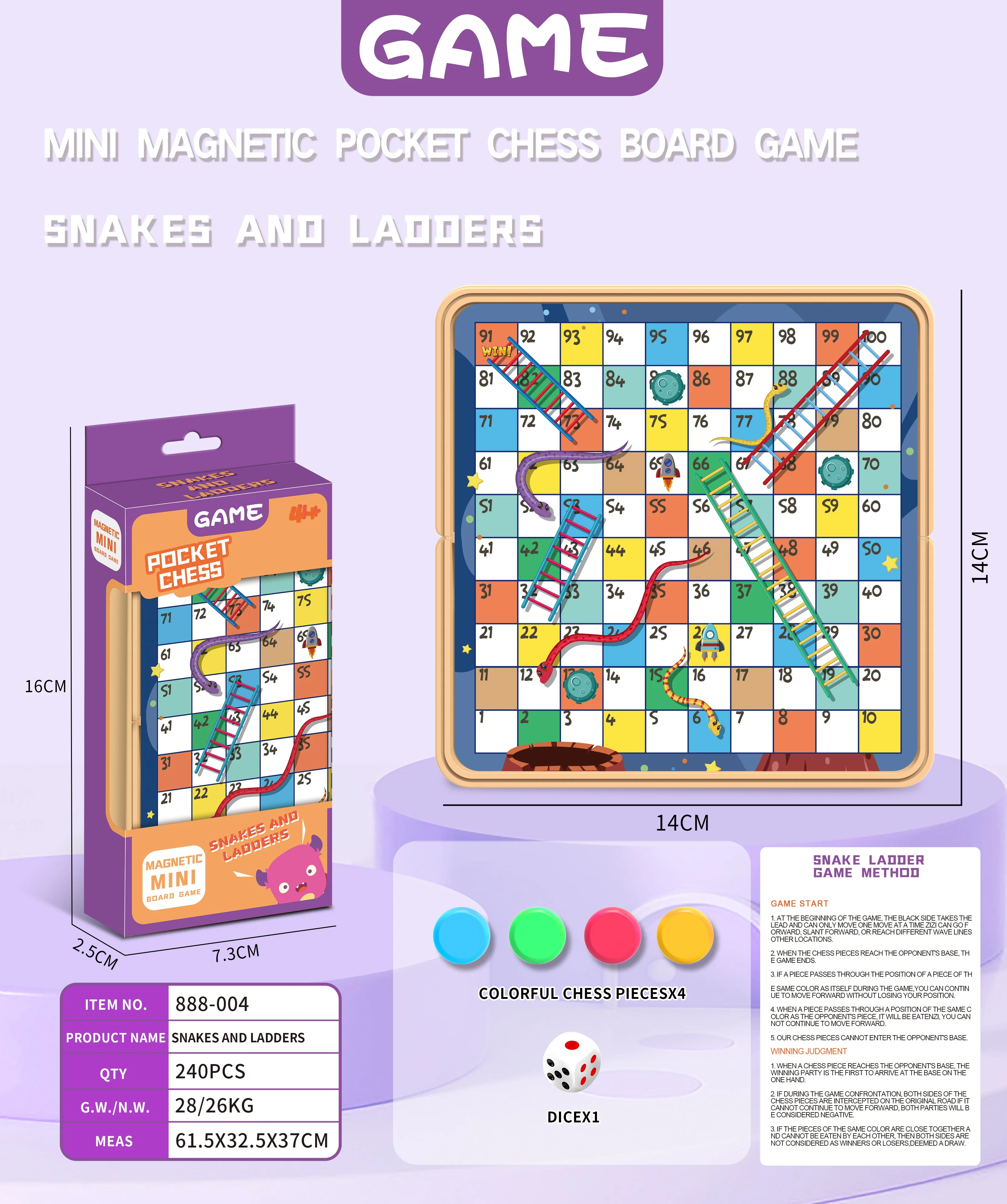 Cartoon pocket magnetic chess flying chess pentoko gamblo snakes and ladders checkers parent-child puzzle game wholesale