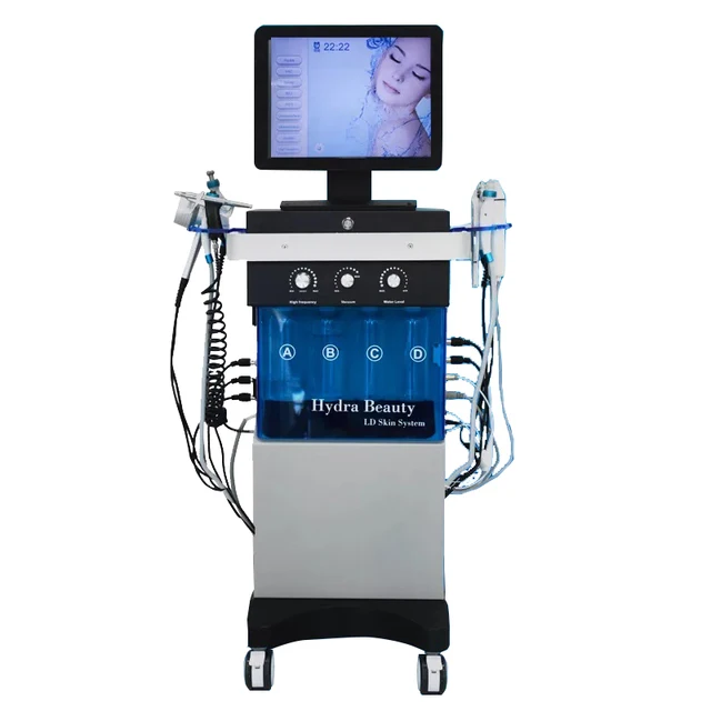 New 12 In 1 Hydro Facial Machine Skin Analyzer Facial Microdermabrasion Diamond Hydro Water Oxygen Peeling Cleaning Machine