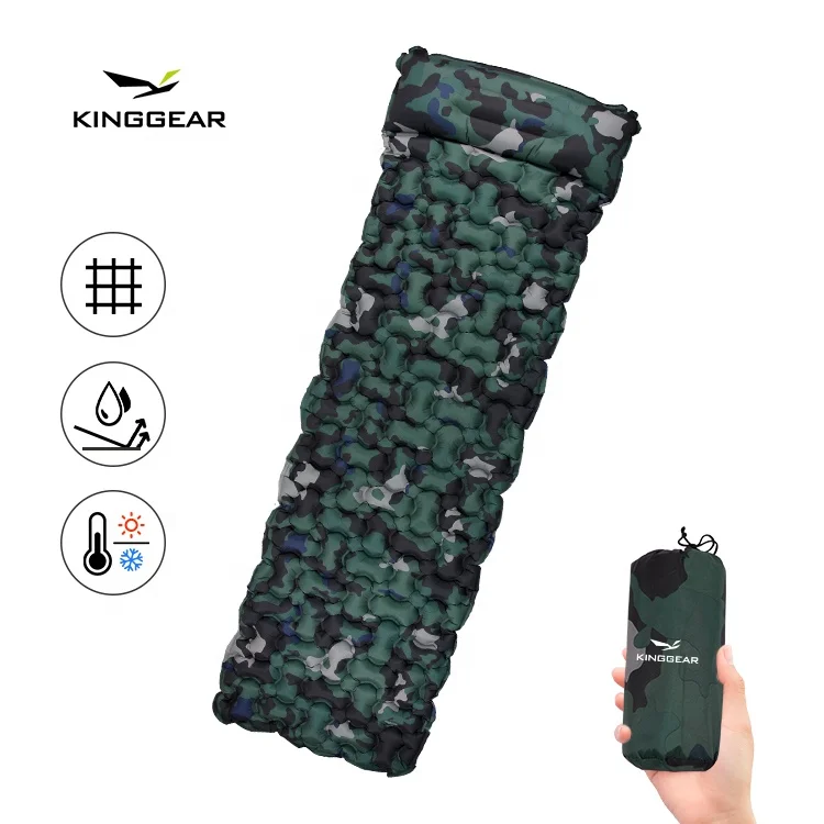 Outdoor Hiking Ultralight TPU Sleeping Air Pad lightweight camping mat inflating bone shape sleeping pad with pillow