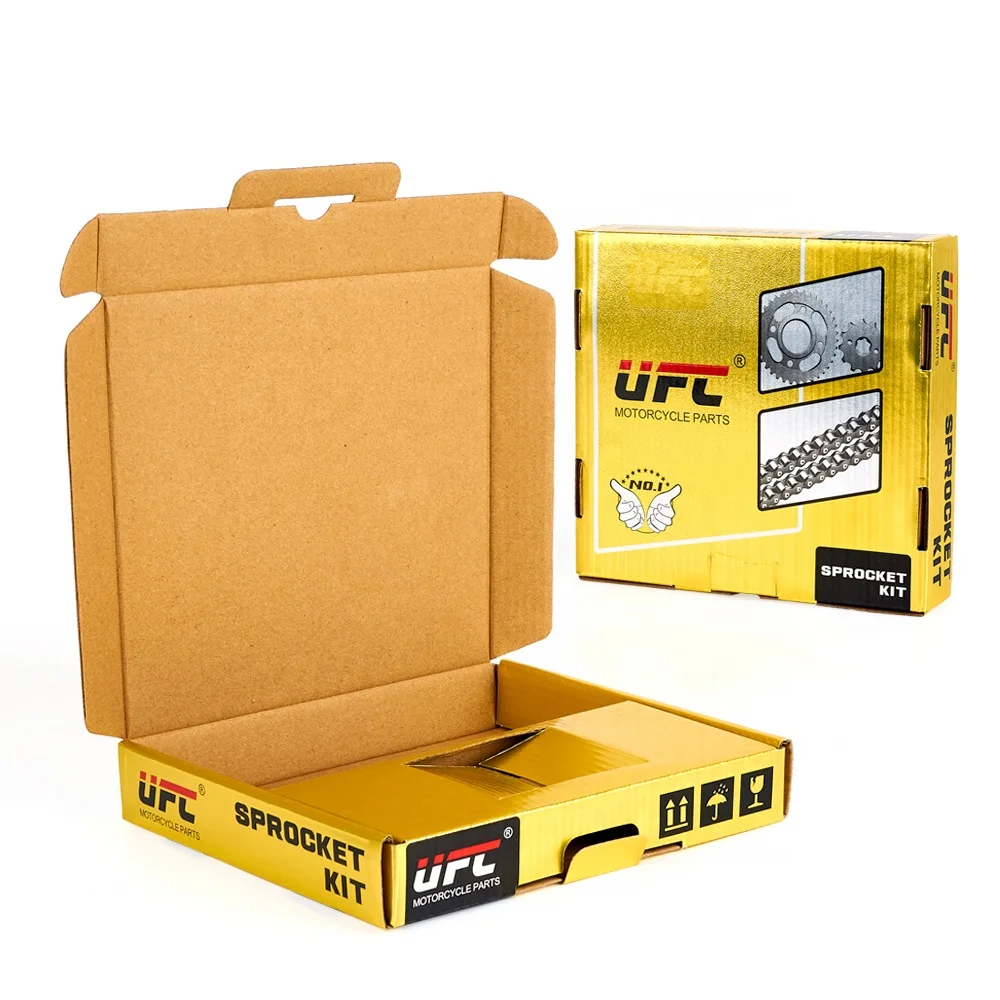 Gold Card Embossed Hard Packing Boxes Brake Pad Sprockets Drive Chain Packaging Box Motorcycle Parts Packaging Box