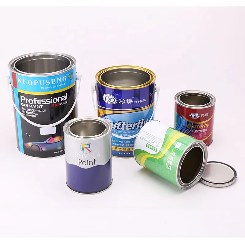 Round Steel Drum Customized Printing Metal Pails 3L Metal Tin Can For Paint