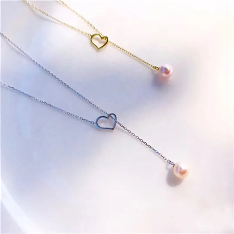 Fashionable Necklace Pendant Freshwater  Pearl Heart Shaped  S925 Sterling Silver Natural Pearl