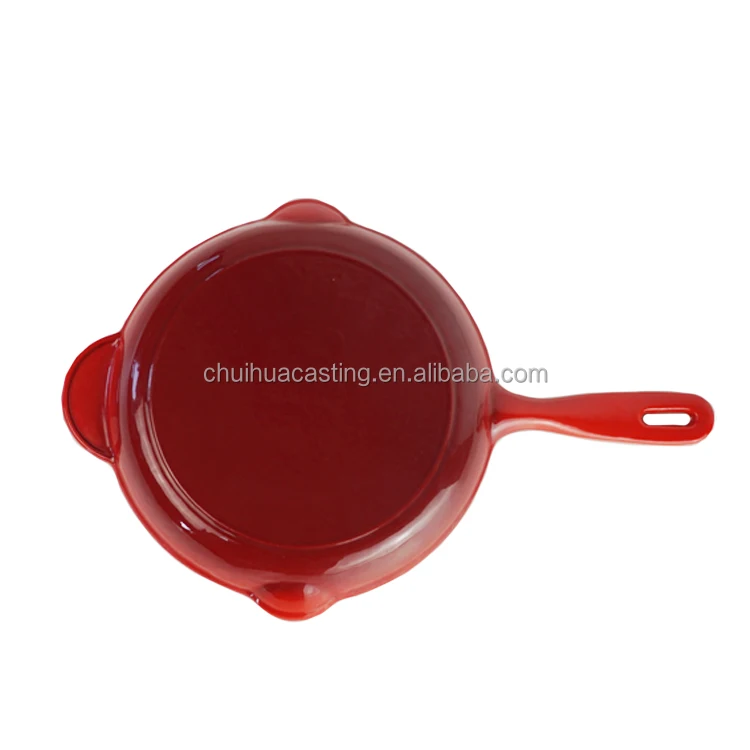 Factory Wholesale ODM Chuihua multifunct NonStick  Round Red color frying pan Cast Iron Enamel Skillet