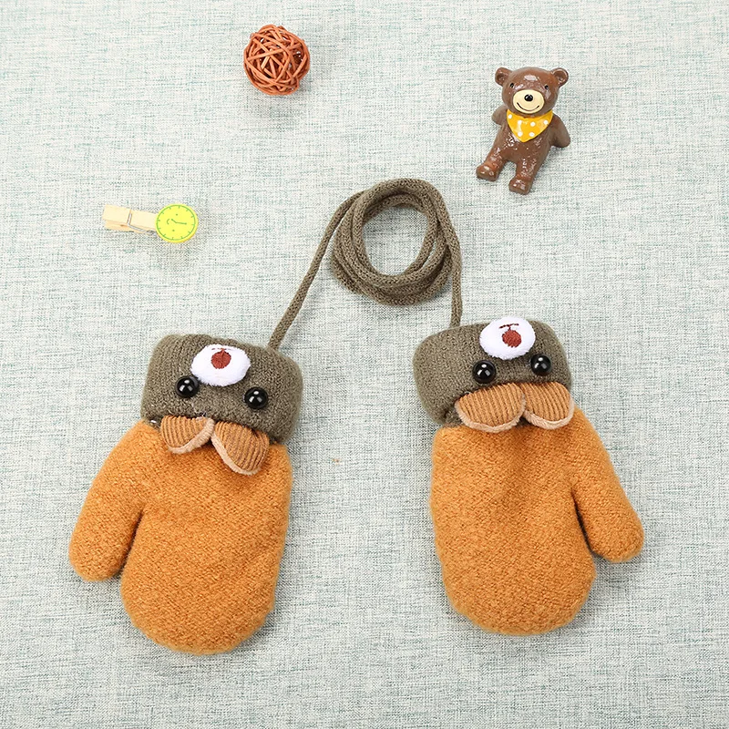 
Customized lovely cute outdoor colorful kids winter warm knitted gloves for children 