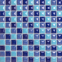 convex surface blue ceramic pool mosaic tile for swimming pool in china
