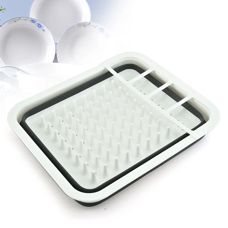 Multi Function Easy Storage Collapsible Dish Rack And Cutlery Holder