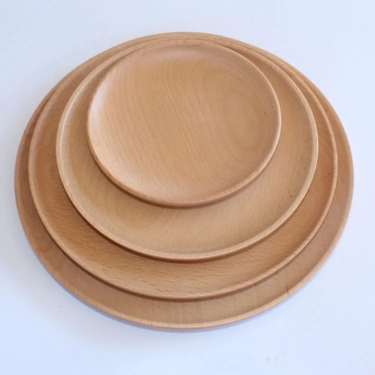 round beech wood food plate wood kitchen tray wood fruit dessert serving dish