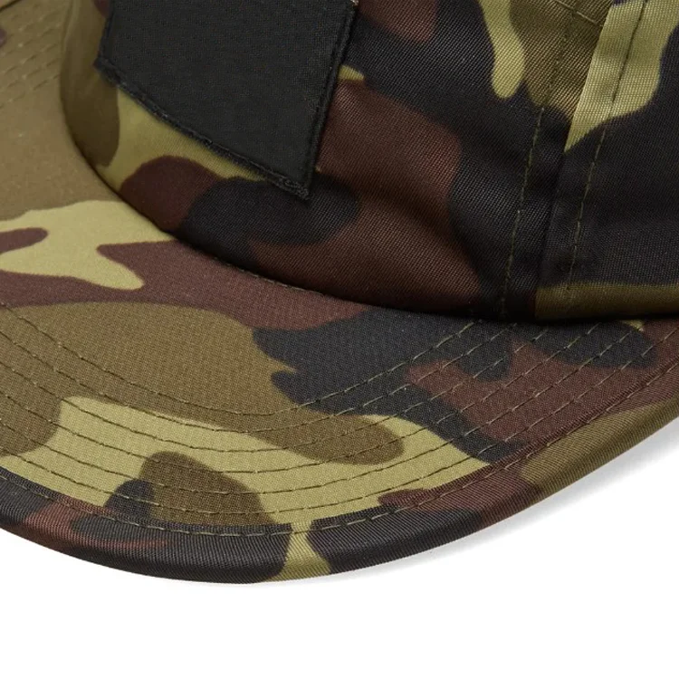 Wholesale Custom Nylon 5 Panel Camo Camp Cap with Label