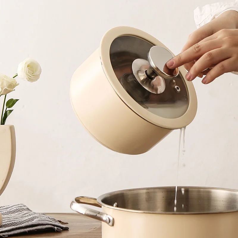 Korean Stainless Steel 304 Double Bottom Cookware Set Ceramic Lacquer Soup Milk Steamer Auxiliary Food Pots