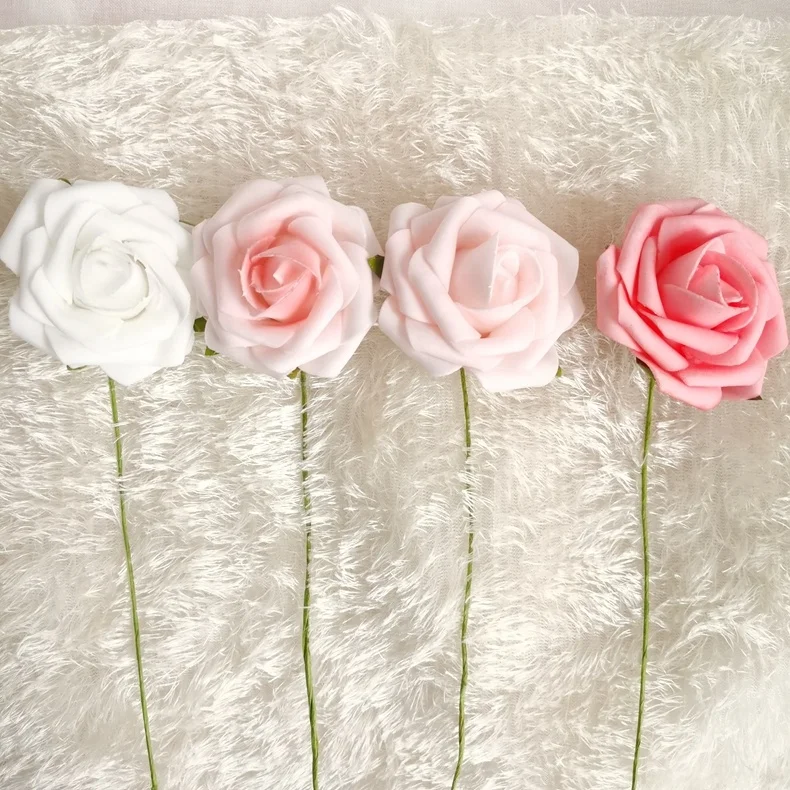 Home Decoration DIY Supplies 9cm Colorful Artificial PE Foam Rose Flowers for Wedding Party