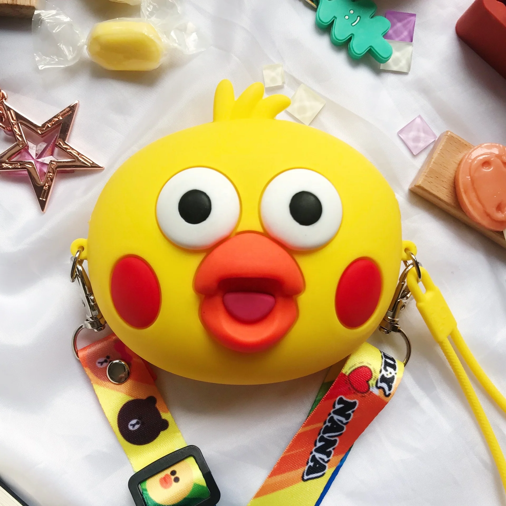 
cute Mini Cartoon girl leather silicone zero Lovely versatile decorative crossbody bags kids purse 