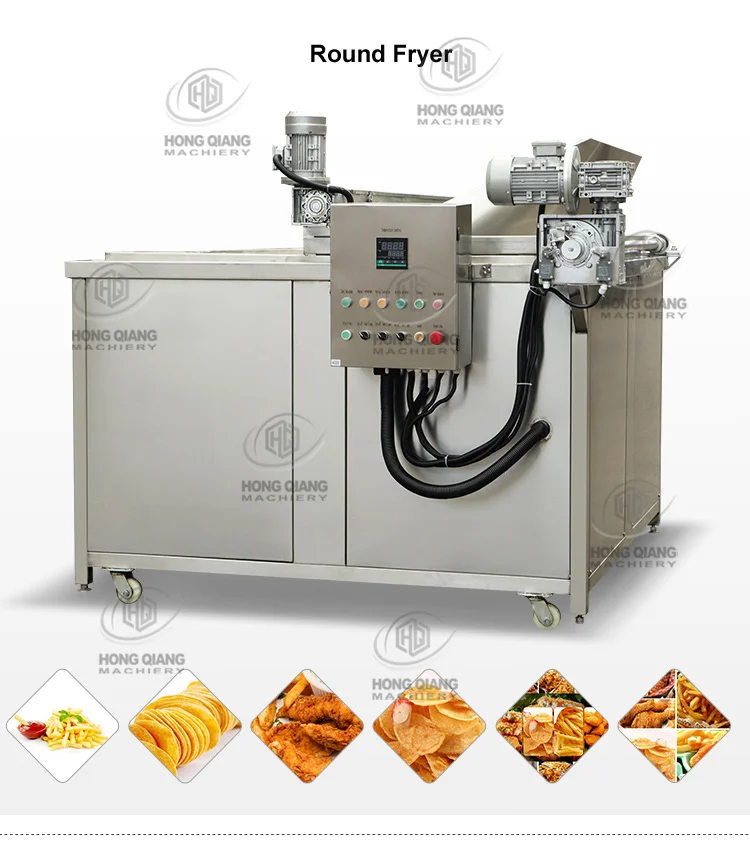Hongqiang Potato Chips Donut Electric Deep Fryer Making Machine Automatic Food Frying Gas Continuous Frier Machine