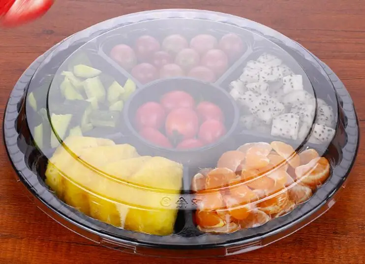 Disposable plastic with lid fruit plate platter for party wedding