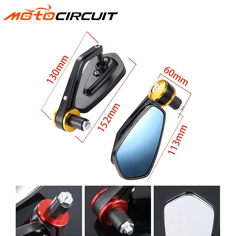 MSK Motorbike Universal Handle Bar Grip End Mirror Carbon Fibre Cnc Motorcycle Side Rearview Mirrors Bodys Parts Accessories