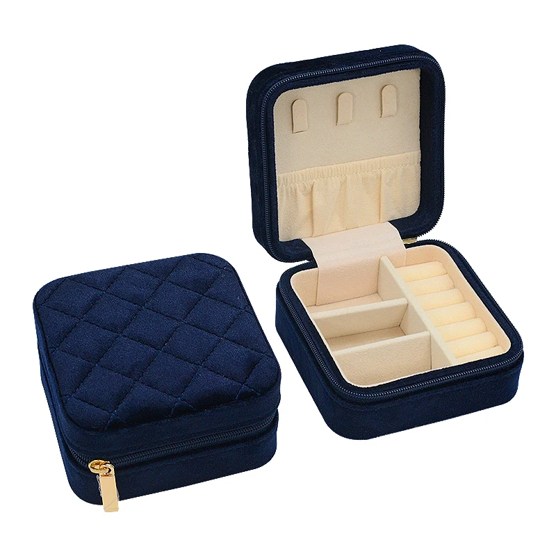 Бархатная Роскошная шкатулка для хранения ювелирных изделий на молнии