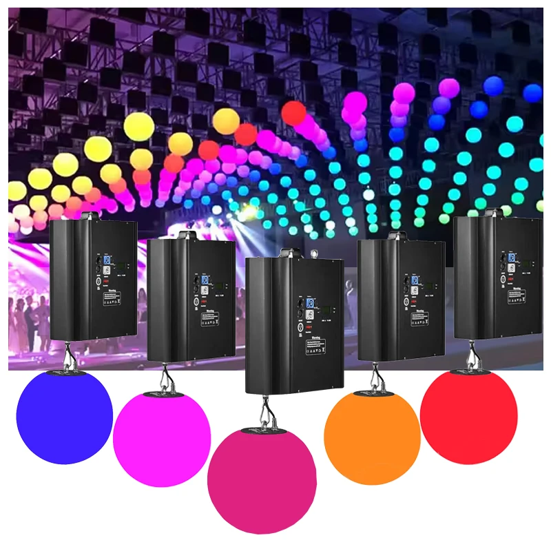 100W 3M lifting 25CM kinetic lighting system dmx rgbw led lifting ball kinetic lights winch led ball light for big show