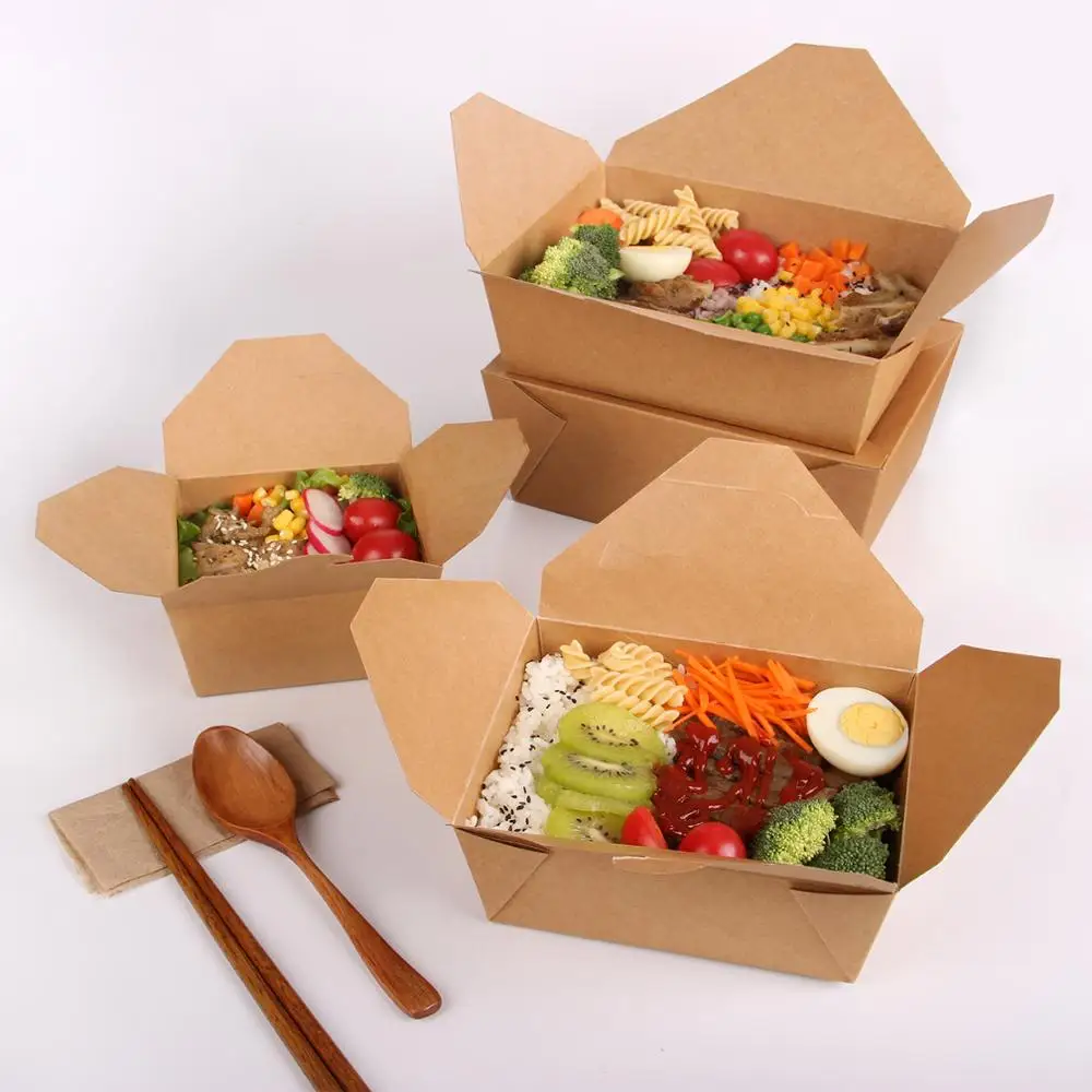 Customized size takeaway fruit salad container cardboard lunch boxes