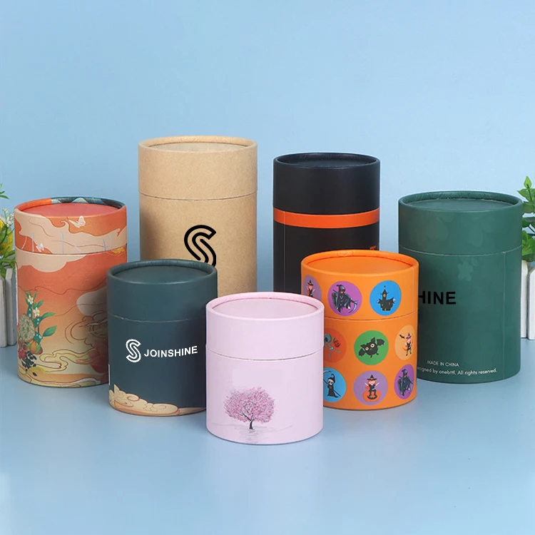 Kraft Paper Squeeze Cardboard Cylinder Tube Carton Round Paper Gift Box Packaging Box Wholesale Customize