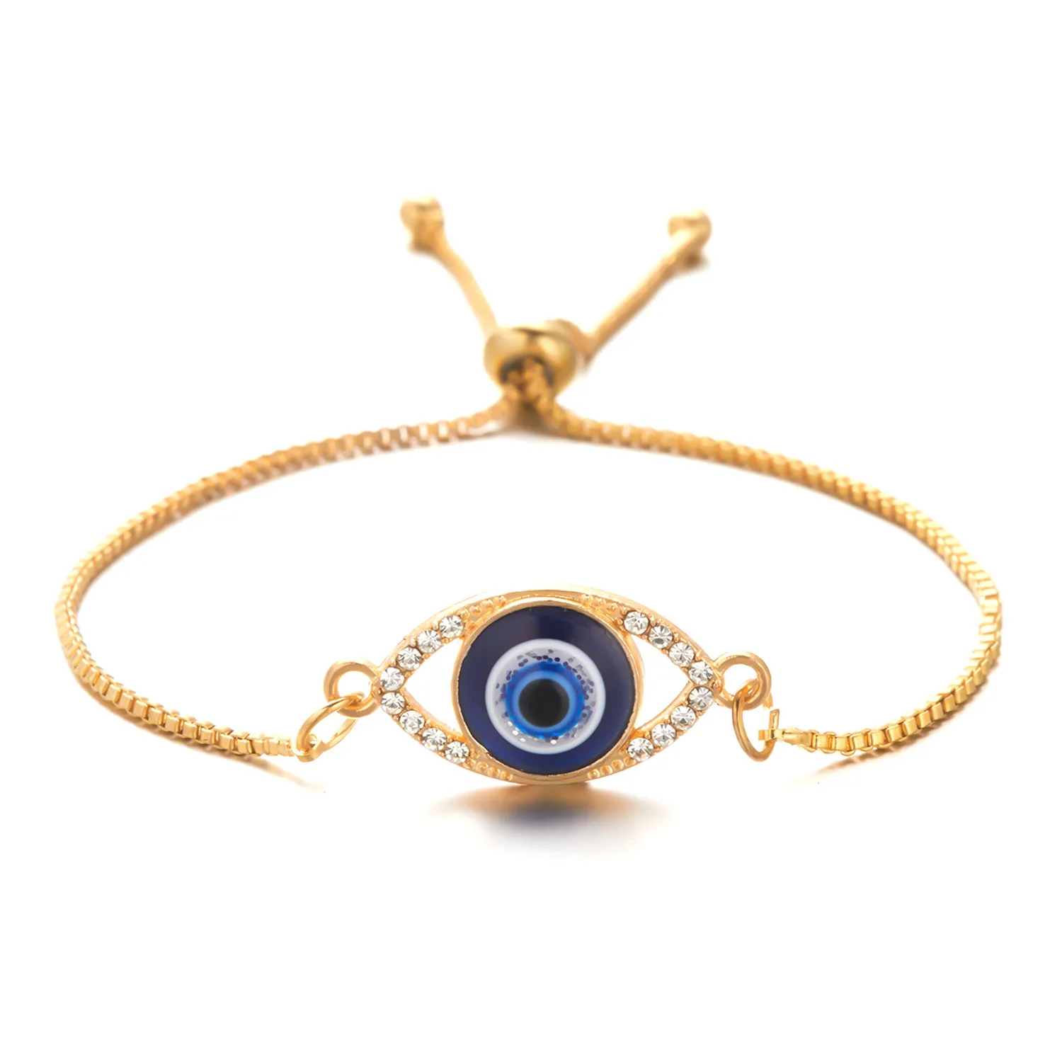 Kingcome Hot Sale Turkey Devil Eye Bracelets Hollow Diamond Good Luck Evil Angel Eye Bracelet