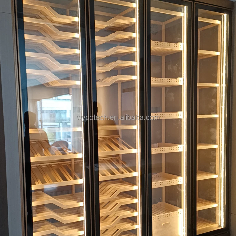 Free-standing or Built-in Installation Customized Size Cigar Humidor Cooler Electric Wine Humidor Cabinets Display Case