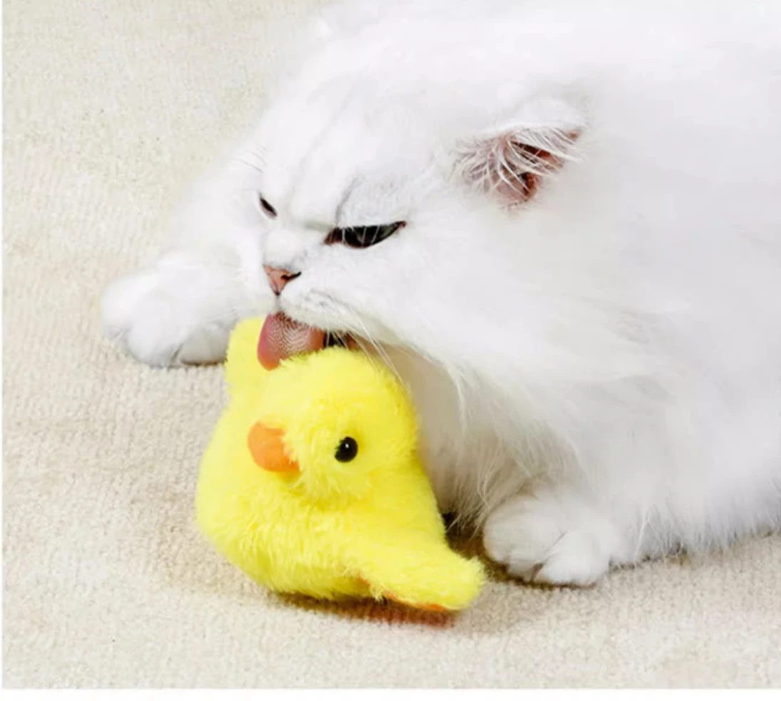 Automatic Interactive Cat Toy Rechargeable  Dog Plush Toys Squeaking Catnip Pet Toys for Cats Dogs with Realistic Animal Voice