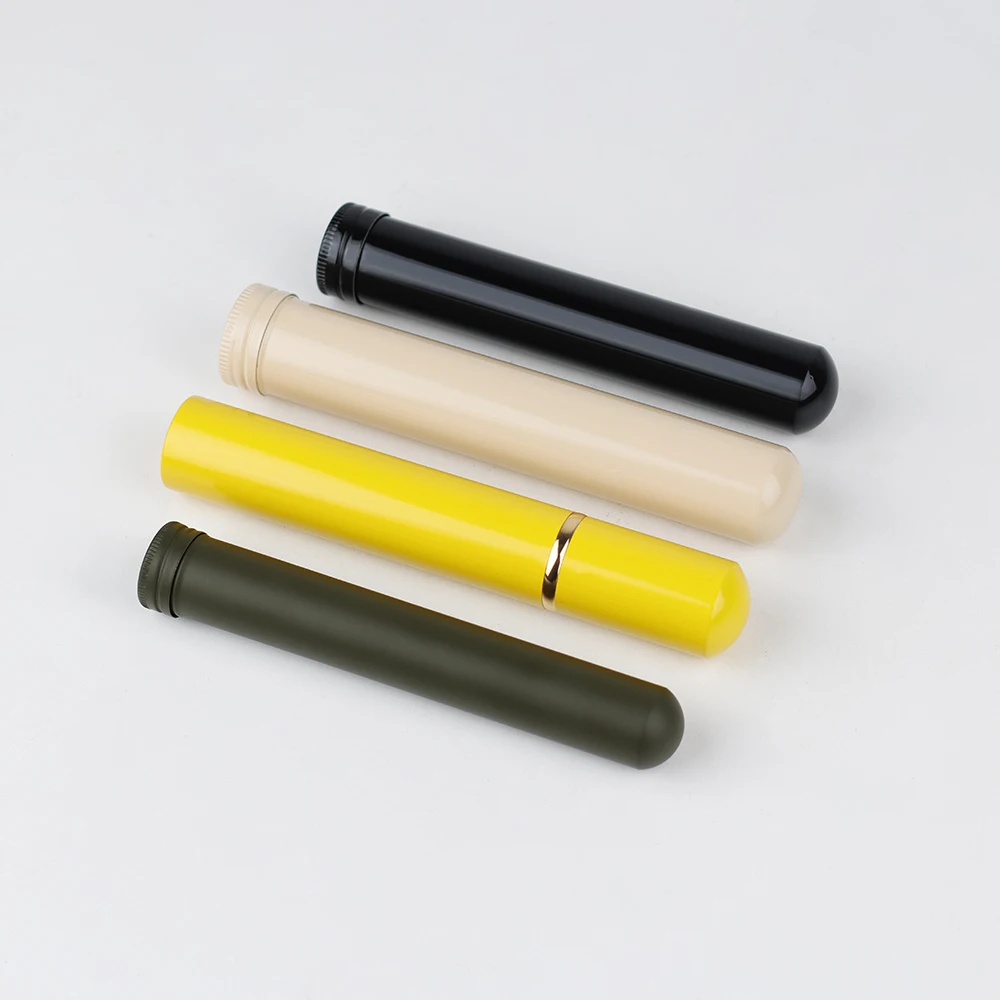 Hot sale 25mm customized empty aluminium packaging metal case single screw cap cigar tube