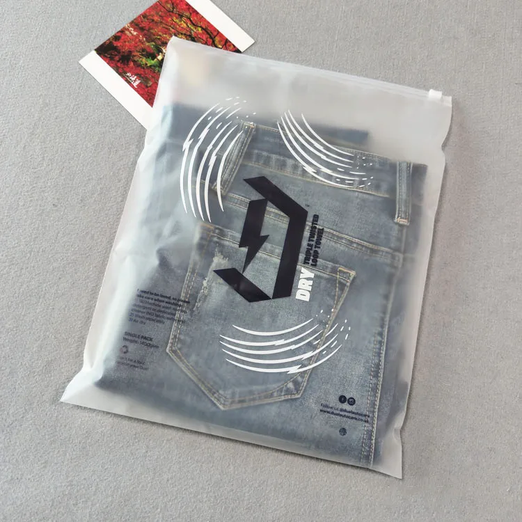 T Shirt Swimwear Zip Lock Clothing Bags With Logo,Custom Matte/Frosted Biodegradable Plastic Packaging Zipper Bags