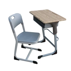 Colourful adjustable height desk 1 person school class room desk and chair