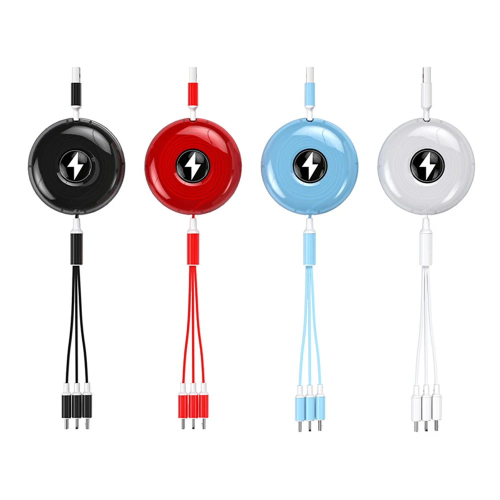 3 In 1 Micro Usb Cable 120cm Retractable Type-c Data Cables 5A super Fast Charging Custom Logo USB Cable 3 in 1
