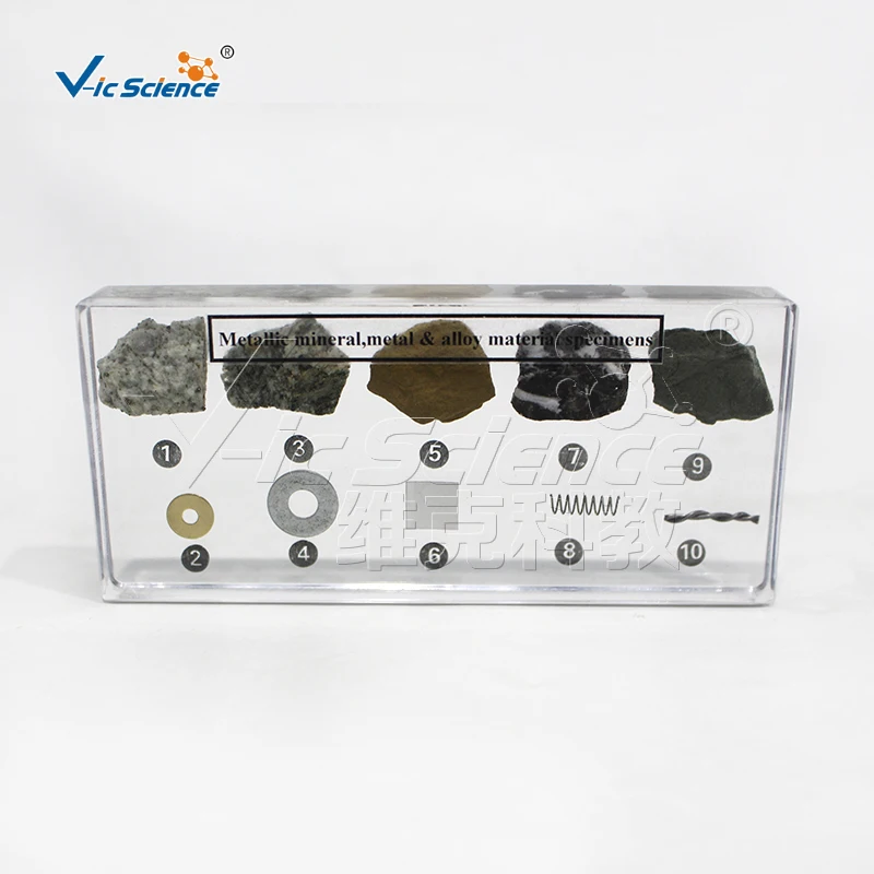 Embedded specimens of metallic minerals metals and alloys model for school education mineral specimens
