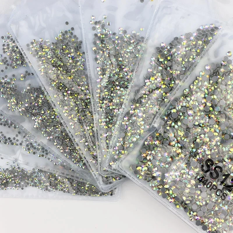 
1440pcs Nail Crystals Rhinestones for Nails Flatback Decorations Glass Gems Stones SS3-SS30 3D Decoration 