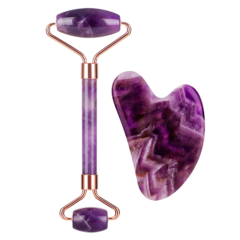 
Wholesale bulk face massage skin care ice roller gua sha jade roller set with white green pink multi color 