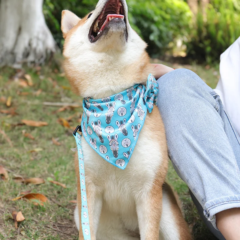 Pet Accessories Free Design Custom Printed Pet Polyester Cartoon Pattern Triangle Scarf Dog Bandana