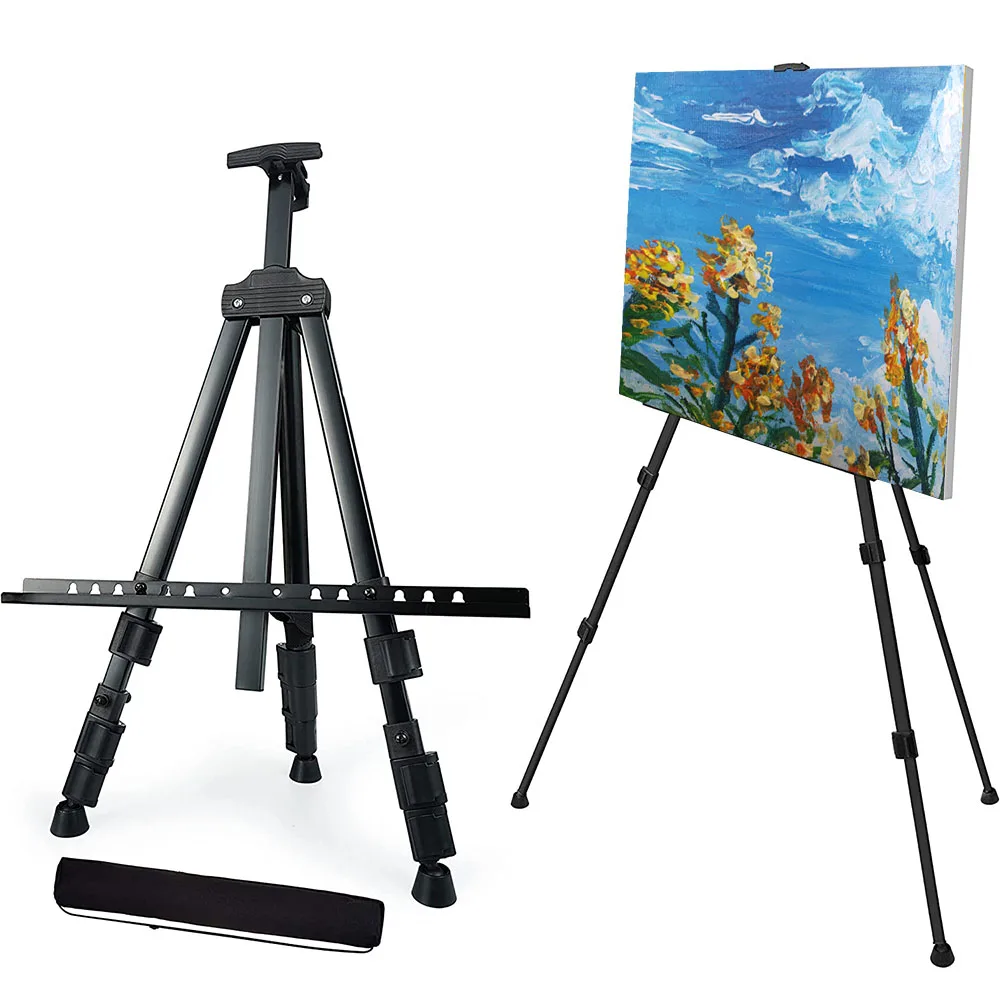 66 inches tall folding display artist easel stand with carry bag for floor/table-top drawing and displaying