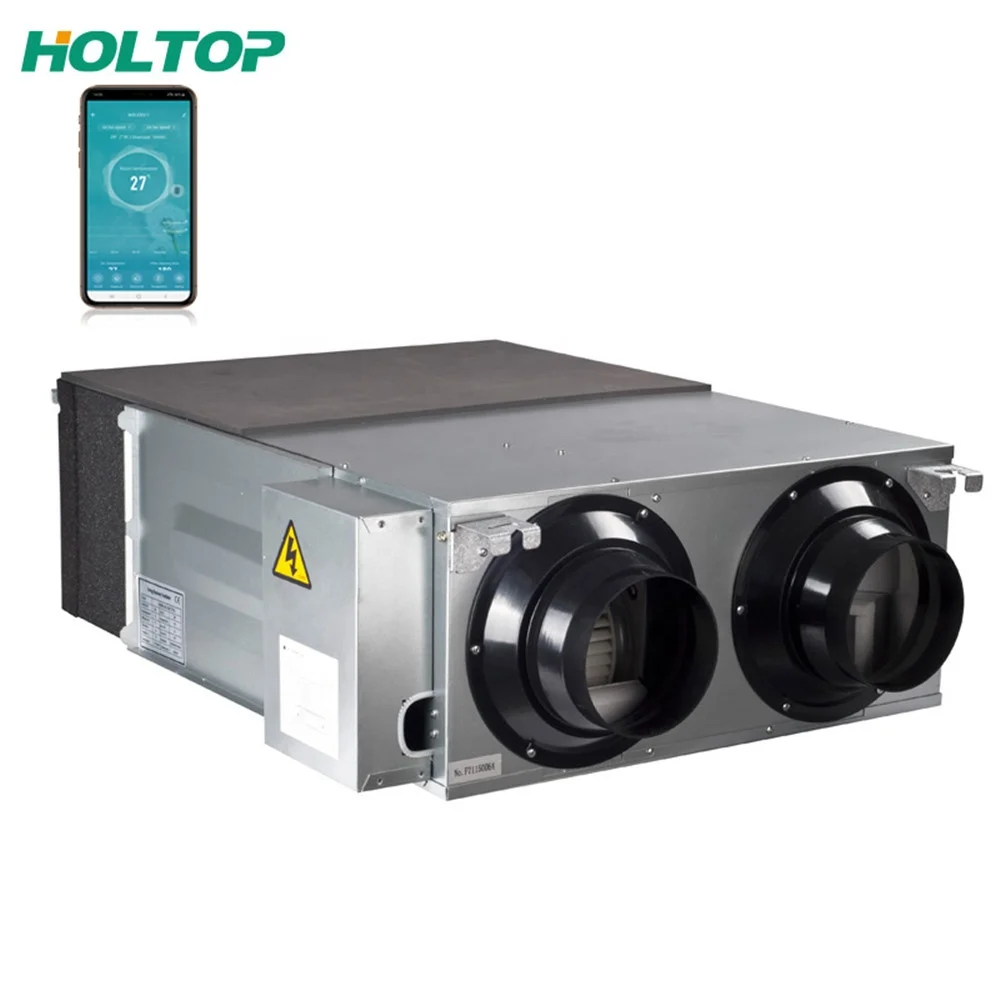 Holtop потолочный тип erv hrv для офиса с бесщеточным двигателем постоянного тока 10 скоростей