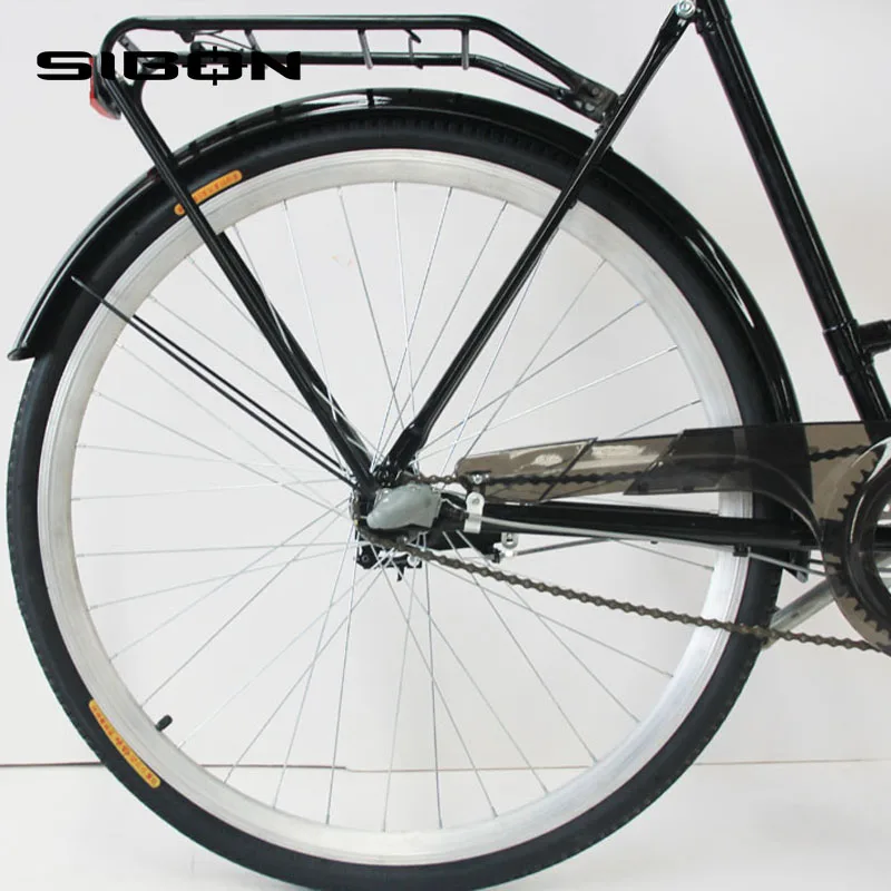
SIBON B0250106 28 inch black nexus 3 speed city bike vintage men bike with rear carier LED light pump 