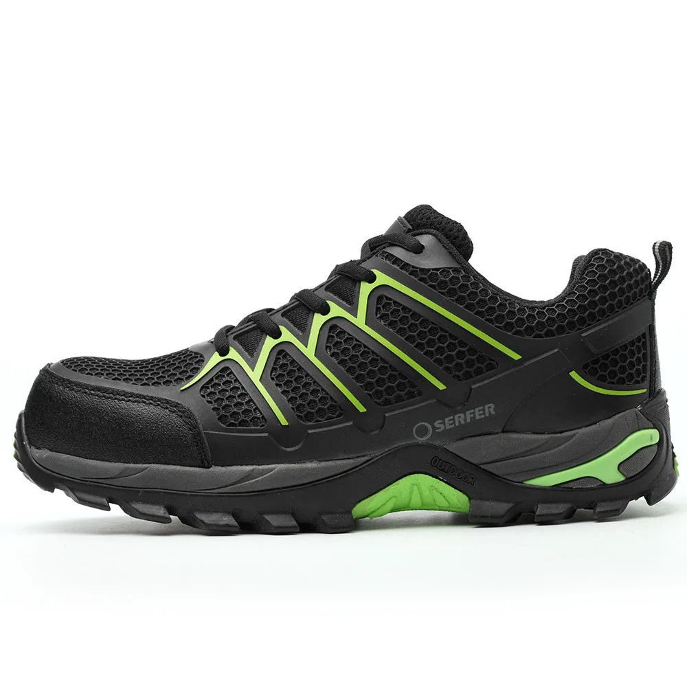 Black and Neon Green Breathable Stylish Sporty Safety Shoes