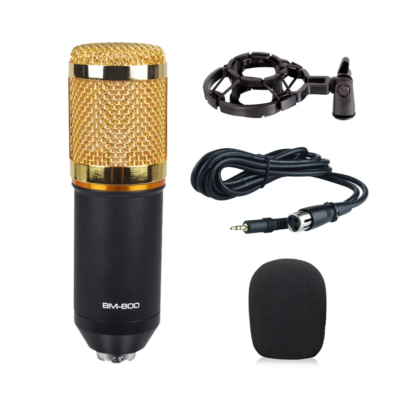 
BM800 condenser microphone kit studio recording 3.5mm with shock mount for phone PC Computer MAC Laptop 
