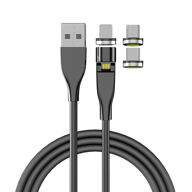 Rotatable Adapter TPU Cord 2.4A Fast 3 in 1 Magnetic USB Data Charging Cable