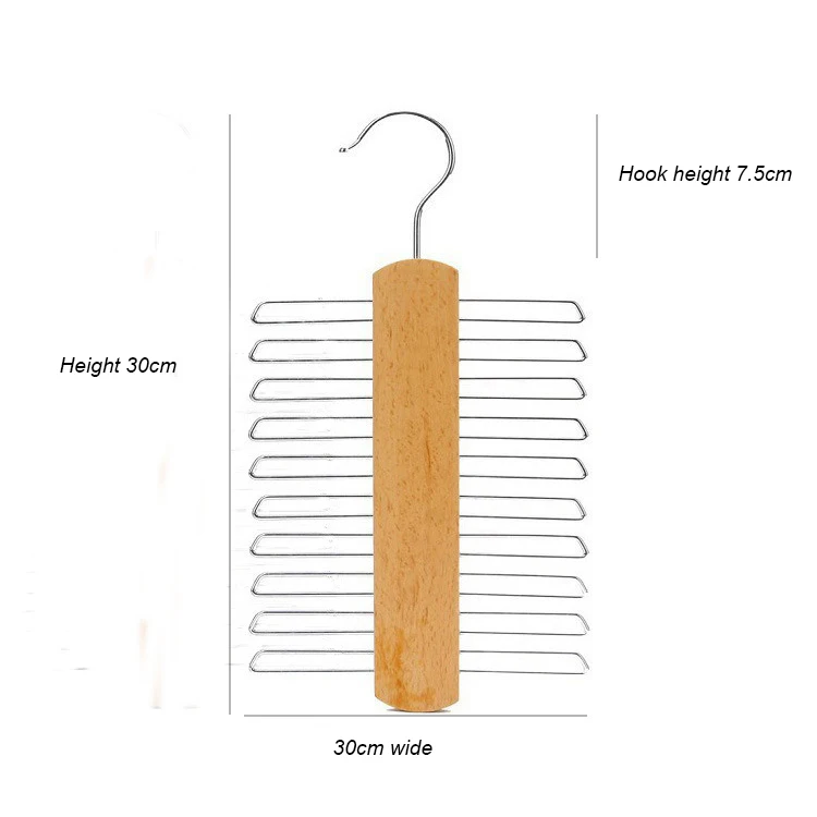 High Quality Hot Selling Tie Hanger Multi-Hook Men Belt Scarf Hanger Wooden Tie Rack
