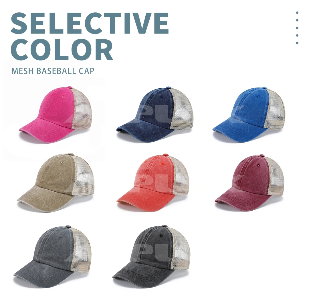 Custom Low Profile Baseball Cap Unisex Embroidered Mesh Back Trucker Hat Men Sun hat Plain Mesh Cap with Custom Logo