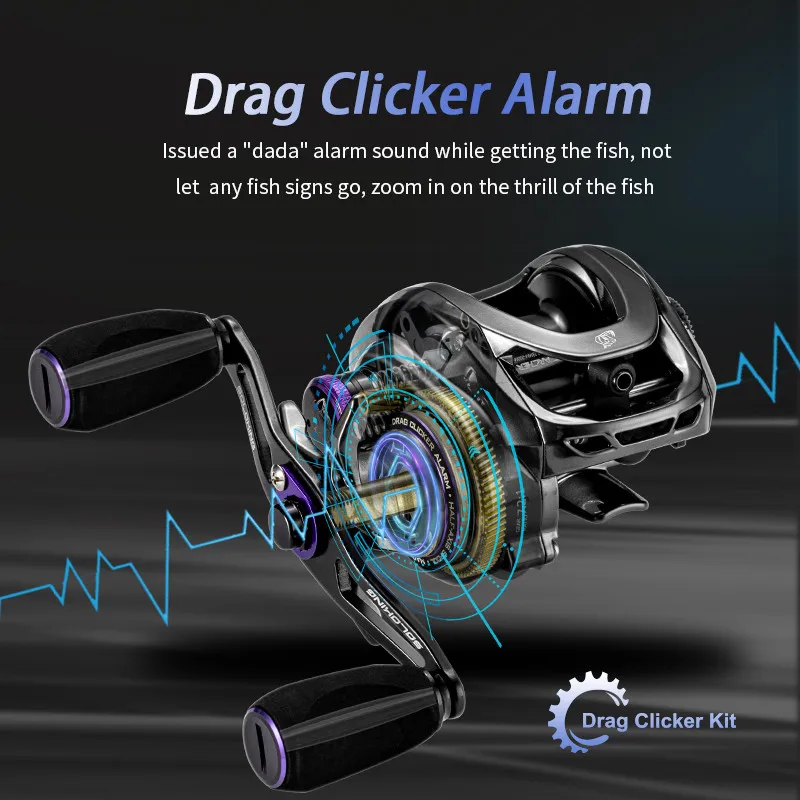 GKA200T Wholesale Fishing Reels Bait casting 11BB Drag Clicker Sound baitcaster Saltwater Baitcasting Fishing Reels